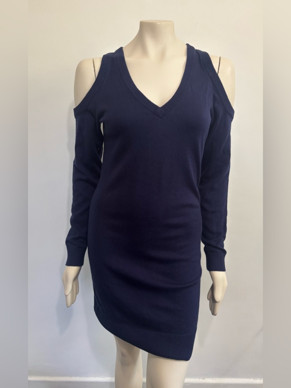 Michael Michael Kors Cold Shoulder Sweater Dress Navy Blue Size Small NWT